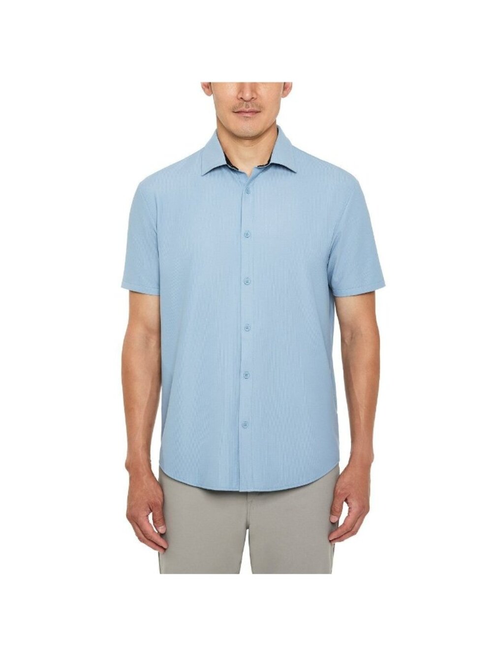 NWT Kenneth Cole Men's L Stretch Button-Up Shirt Blue Moisture-Wicking